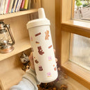 Axyaa Bear Stainless Steel Tumbler 850ml Thermos Cup - Kawaii Boba Tea Water Bottle