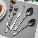 Axyaa 5pcs/20pcs Printed Stainless Steel Tableware Knife Fork Spoon Hotel Steak Set