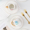 Axyaa Ceramic Rose Cup & Plate Set: Handmade Flower Coffee Cup, Unique Design