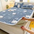 Axyaa Plush Velvet Mattress Topper Quilted Cover Bed Mat Linen Protection Pad