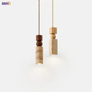 Axyaa LED Hanging Lamp: Japanese Style Yellow Travertine Pendant Lights for Home Decor