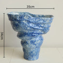 Axyaa Blue Hammer Patterned Ceramic Vase for Room Aesthetic Decor