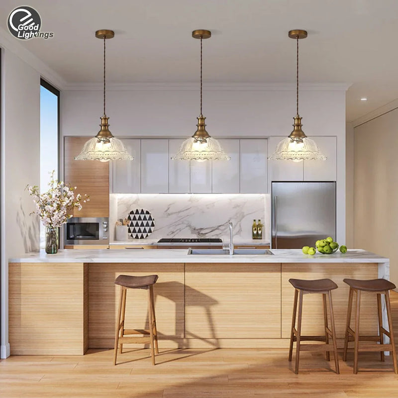 Axyaa Brass Glass Pendant Chandelier - Stylish lighting for a modern home.