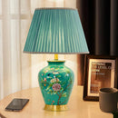 Axyaa Retro Flower Bird Ceramic Table Lamp Bedroom Living Room Study New Chinese Style