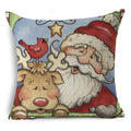 Axyaa Christmas Santa Snowman Pillowcase - Linen Cushion Cover 18*18 inch