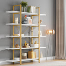Axyaa 5-Tier Industrial Bookshelf, Vintage Style Bookcase 72"H x 47"L 12"W