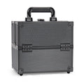 Axyaa Aluminum Makeup Case with Trays: Lockable & Portable Professional Beauty Box