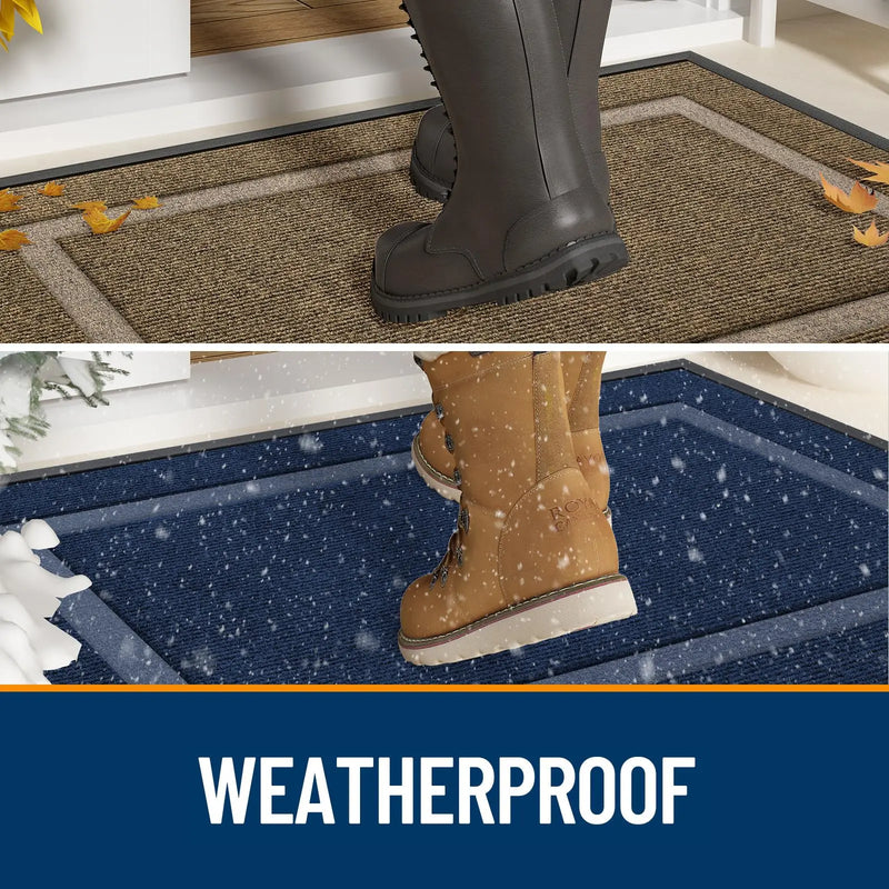 Axyaa Rubber Indoor Outdoor Entryway Mat Easy Clean Low Profile Fade Resistant Mats