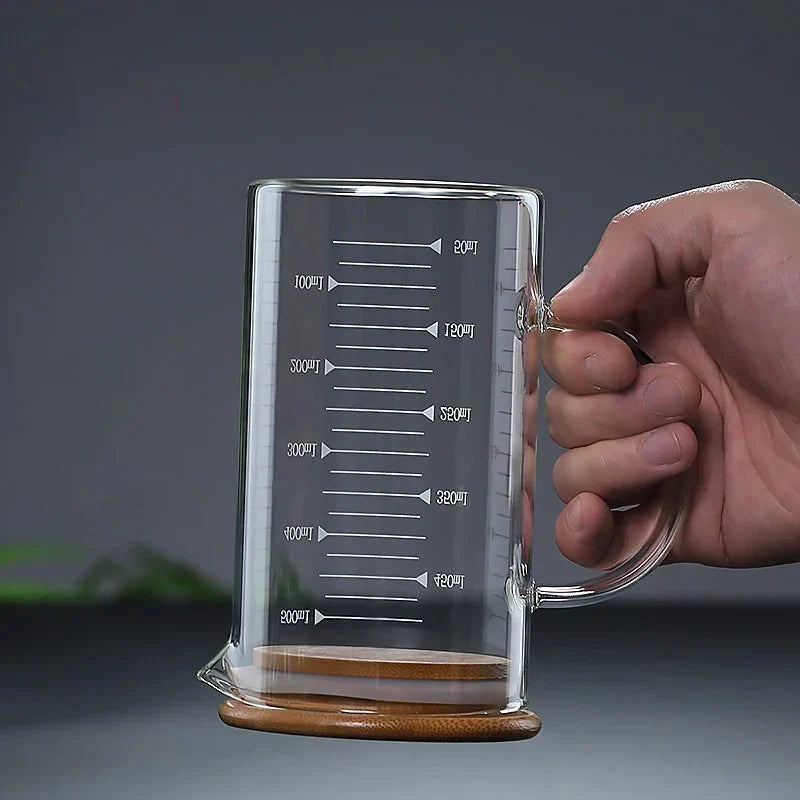 Axya Glass Measuring Cup Set With Lid, Heat-resistant, Scales, Laboratory Beaker, Handle