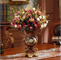 Axyaa European Resin Vase & Artificial Flower Set for Home Office Decor