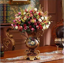 Axyaa European Resin Vase & Artificial Flower Set for Home Office Decor