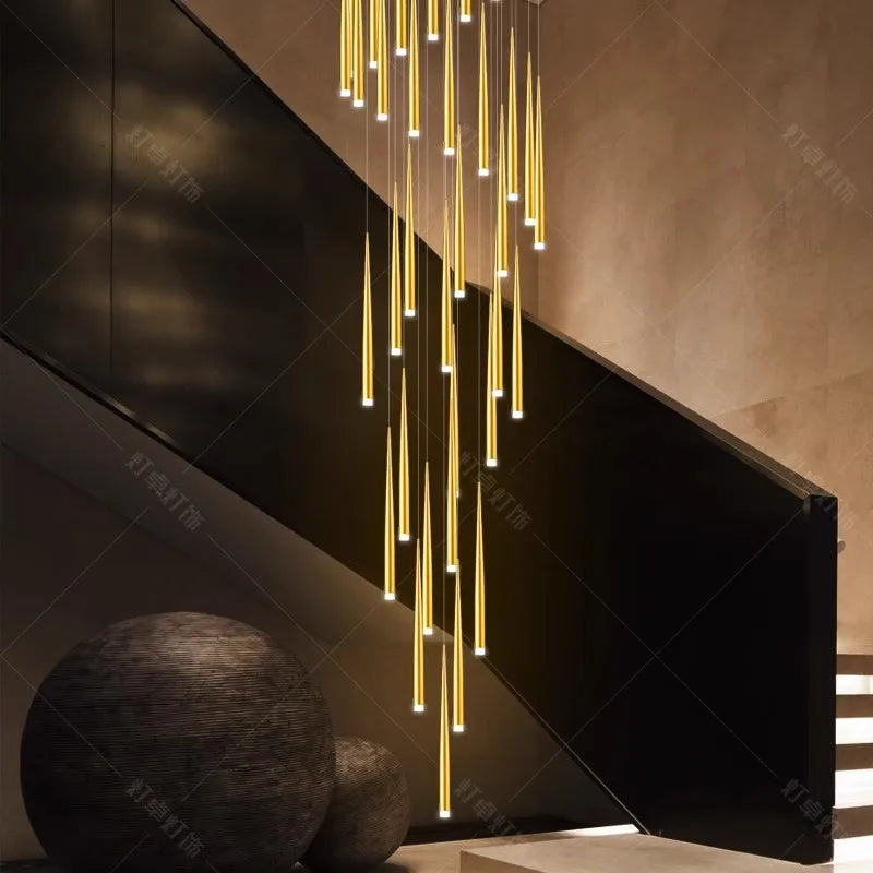 Axyaa Staircase Chandeliers LED Pendant Light Lamps Modern Decor for Living Room
