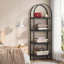 Axyaa 4-Tier Wood Bookcase Storage Shelves - Freestanding Metal Frame Display Rack