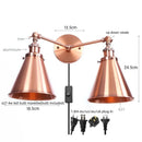 Axyaa Loft Plug-in LED Wall Lamps 2 Heads Silver Vintage Lighting