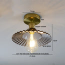 Axyaa Green Glass Copper Ceiling Light Fixture - Modern LED Kitchen Balcony Lamp