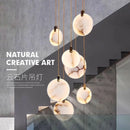 Axyaa Modern Marble LED Chandeliers for Living Room Stairs and Luxury Round Chandeliers