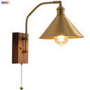 Axyaa Nordic Copper LED Wall Sconce with Adjustable Switch, Walnut Bedside Lamp