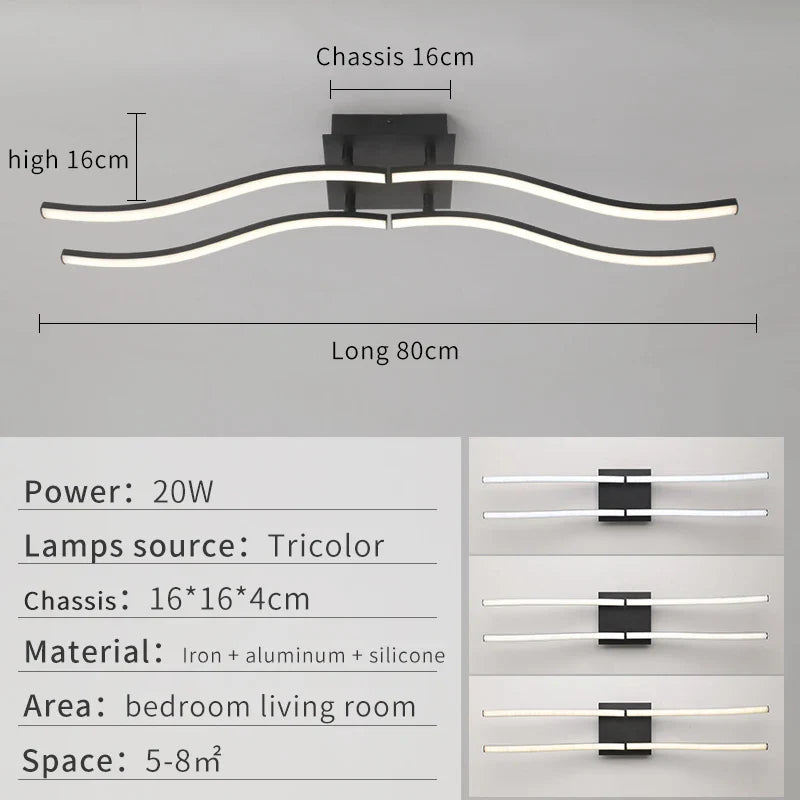 Axyaa Rotatable LED Ceiling Light Tricolor Dimmable Modern Chandelier Gray