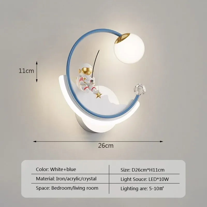 Axyaa Astronaut Star Moon LED Wall Lamps for Children's Room