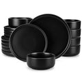 Axyaa 18/24PCS Black Ceramic Plate Sets Mediterranean Blue Dinnerware Set