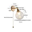 Axyaa Clear Glass Wall Light Fixture with Pull Chain Switch & LED Rotation