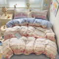 Axyaa Knitted Cotton 4-Piece Floral Dorm Set - Small Fresh Design