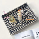 Axyaa Square Light Luxury Black Tray for Home Decor and Organization