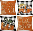 Axyaa Buffalo Check Print Linen Pillow Cover 45x45 for Fall Thanksgiving Decor