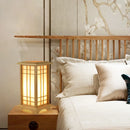 Axyaa Japanese Style Wood Floor Lamp with LED Lights for Bedroom and Living Room