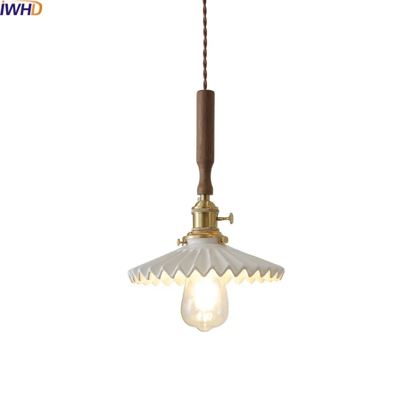 Axyaa Copper Ceramic LED Pendant Light with Knob Switch Fixtures
