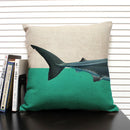 Axyaa Shark Dinosaur Linen Cushion Cover Throw Pillow Case 45x45cm