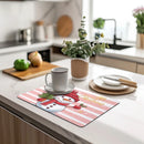 Axyaa Christmas Watercolor Absorbent Draining Mat for Dishes & Bathroom, Rubber Backed