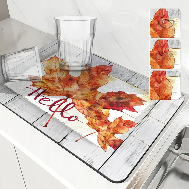 Axyaa Watercolor Kitchen Antiskid Drying Mat - Quick Dry Drain Pad