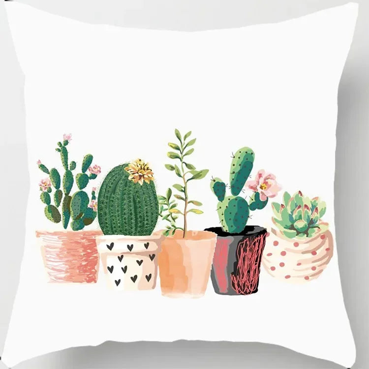 Axyaa Tropical Cactus Potted Pillowcase for Home and Office Decor