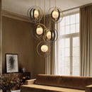 Axyaa Gold Marble Chandelier, Adjustable Round Ceiling Light for Villa Hotel