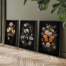 Axyaa 3-Piece Insect Pattern Art Set, Frameless Gothic Posters, Dark Floral Aesthetic Prints