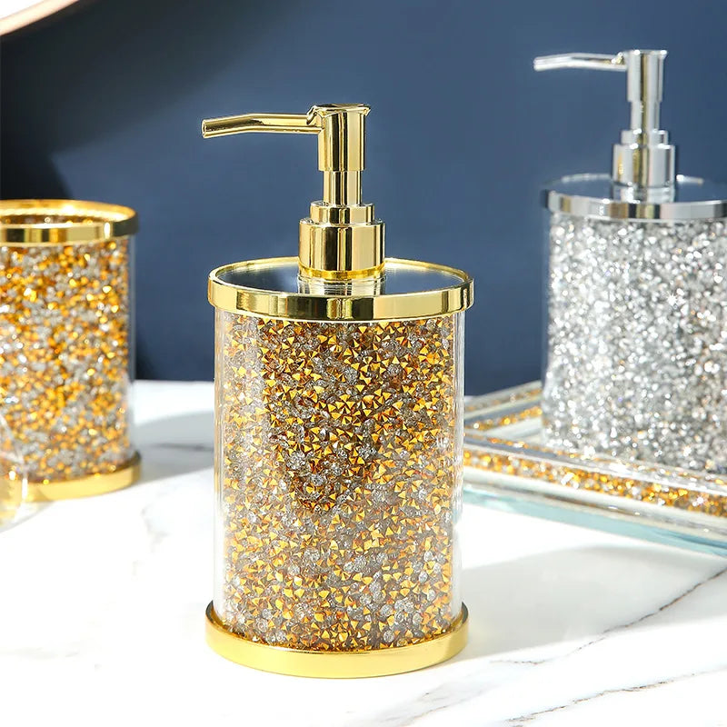 Axya Gold Glitter Bathroom Accessories Set