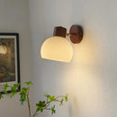 Axyaa Wood Cream Glass Ceramic LED Wall Light for Living Room & Bathroom
