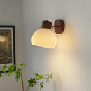 Axyaa LED Wall Light Cream Glass White Ceramic Bedside Lamp