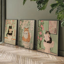 Axyaa Funny Cat Newspaper Wall Decor Set - Quirky Bathroom Canvas Painting