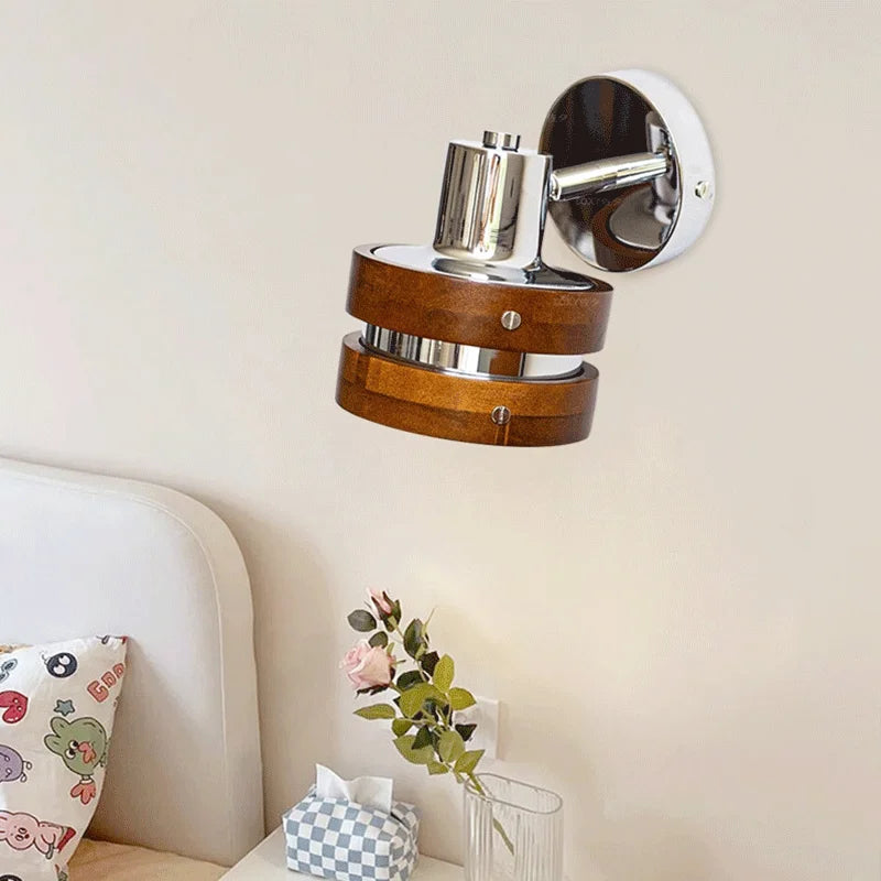 Axyaa Wooden LED Wall Sconce in French Punk Style