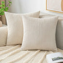 Axyaa Corduroy Striped Throw Pillow Covers for Couch Sofa Bedroom 18x18 Inch