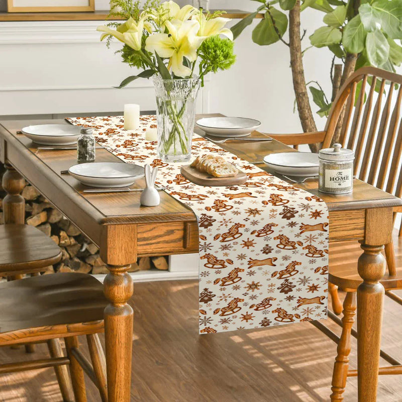 Axyaa Christmas Tree Table Runner - Rustic Dining & Party Decor