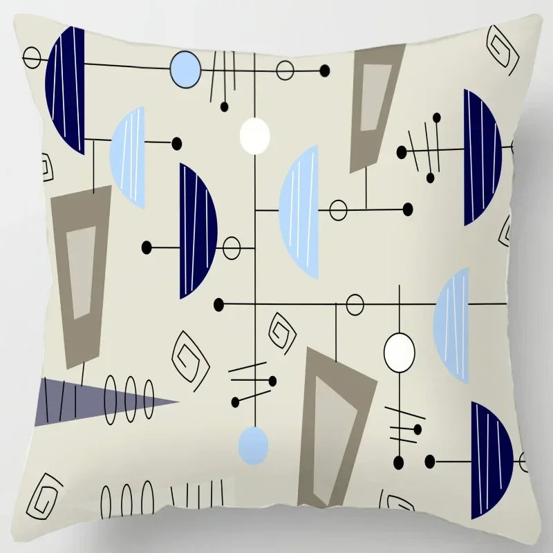 Colorful Blocks Geometric Abstract Pattern Cushion Cover by Axyaa