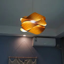 Axyaa Wooden Skin Pendant Lamp: Modern LED Decor Chandelier for Bedroom, Restaurant, Aisle