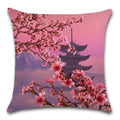 Axyaa Cherry Blossom Mountain Landscape Cushion Cover