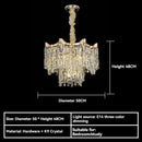 Axyaa Gold Metal LED Crystal Chandelier for Dining and Living Room
