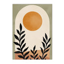 Axyaa Boho Abstract Geometric Leaves Sun Canvas Wall Art Home Decor