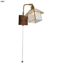 Axyaa Vintage Rotatable LED Wall Sconce Copper Walnut Blue Glass Mirror Light