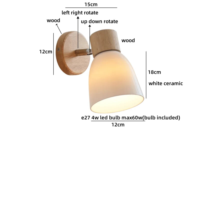 Axyaa Ceramic LED Wall Sconce: Japanese Style, White Glazed, Indoor Art Fixture